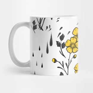 Yellow Buttercup Flower Pattern Mug